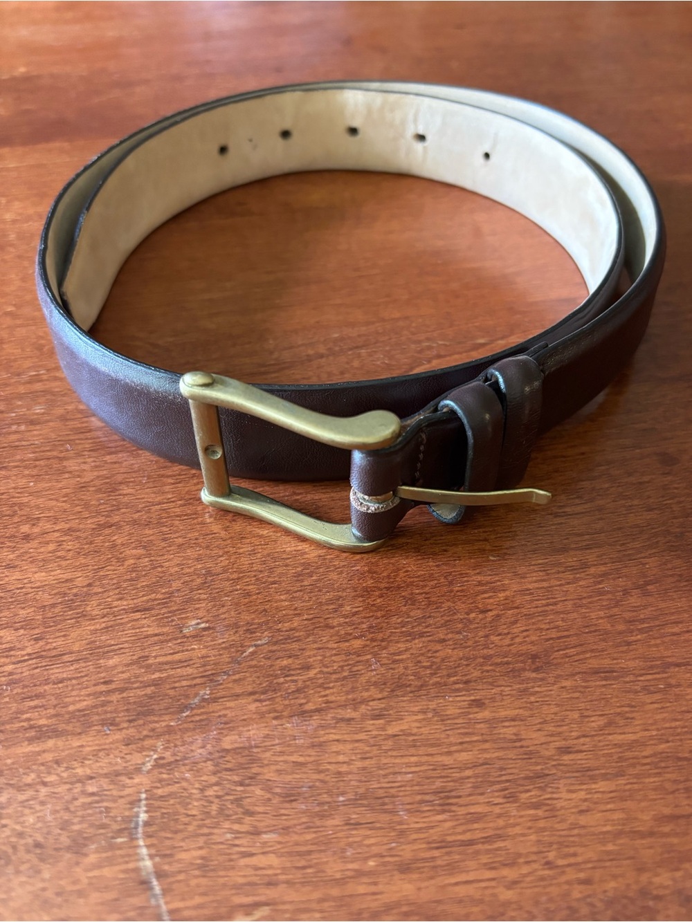 Cipriani Men’s Brown Genuine Leather Belt w Solid Brass Buckle vintage